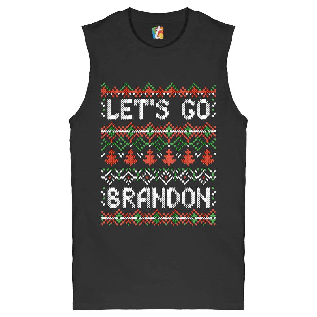 Let's Go Brandon Muscle Shirt Ugly Sweater Christmas Funny Anti Biden Men's
