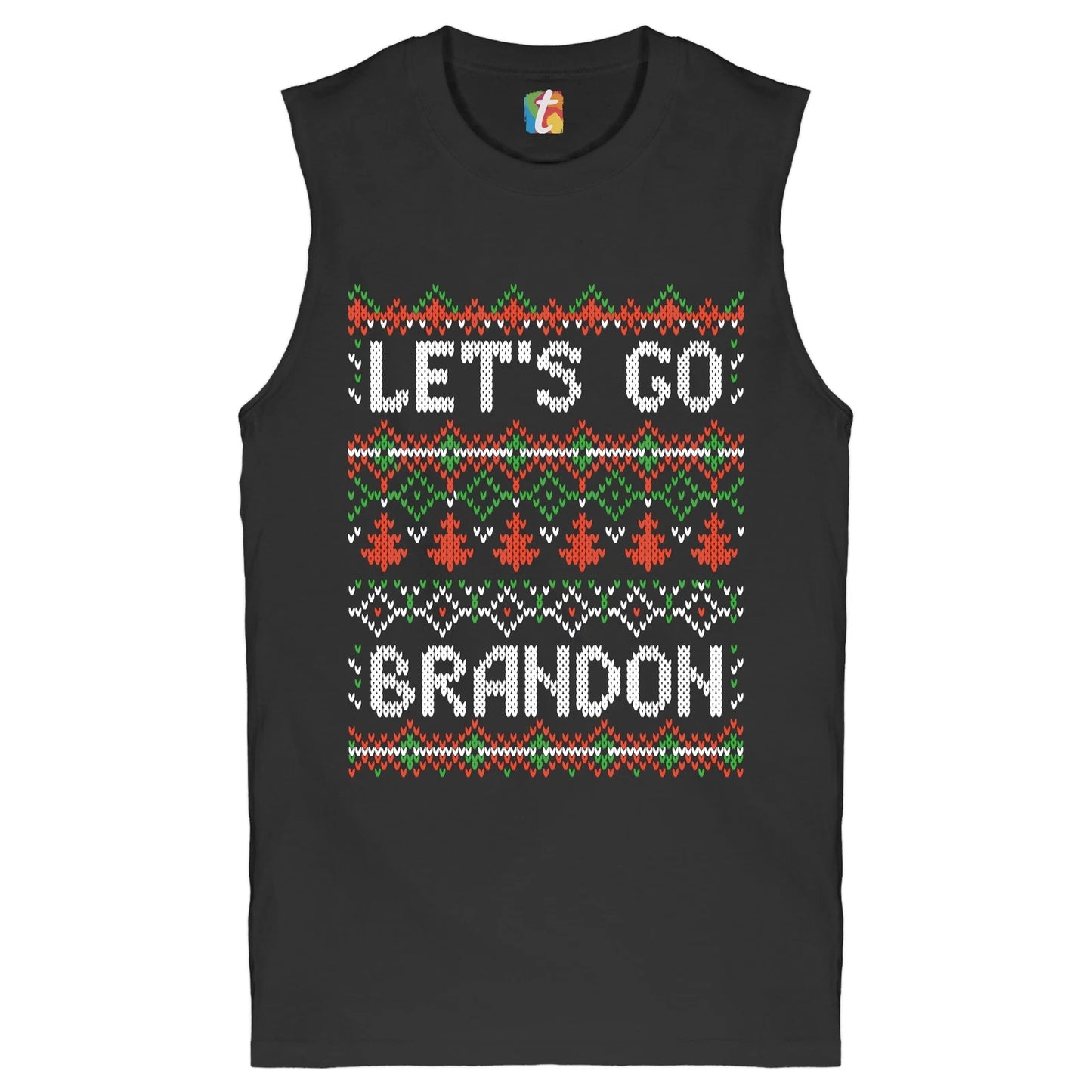 Let's Go Brandon Muscle Shirt Ugly Sweater Christmas Funny Anti Biden Men's