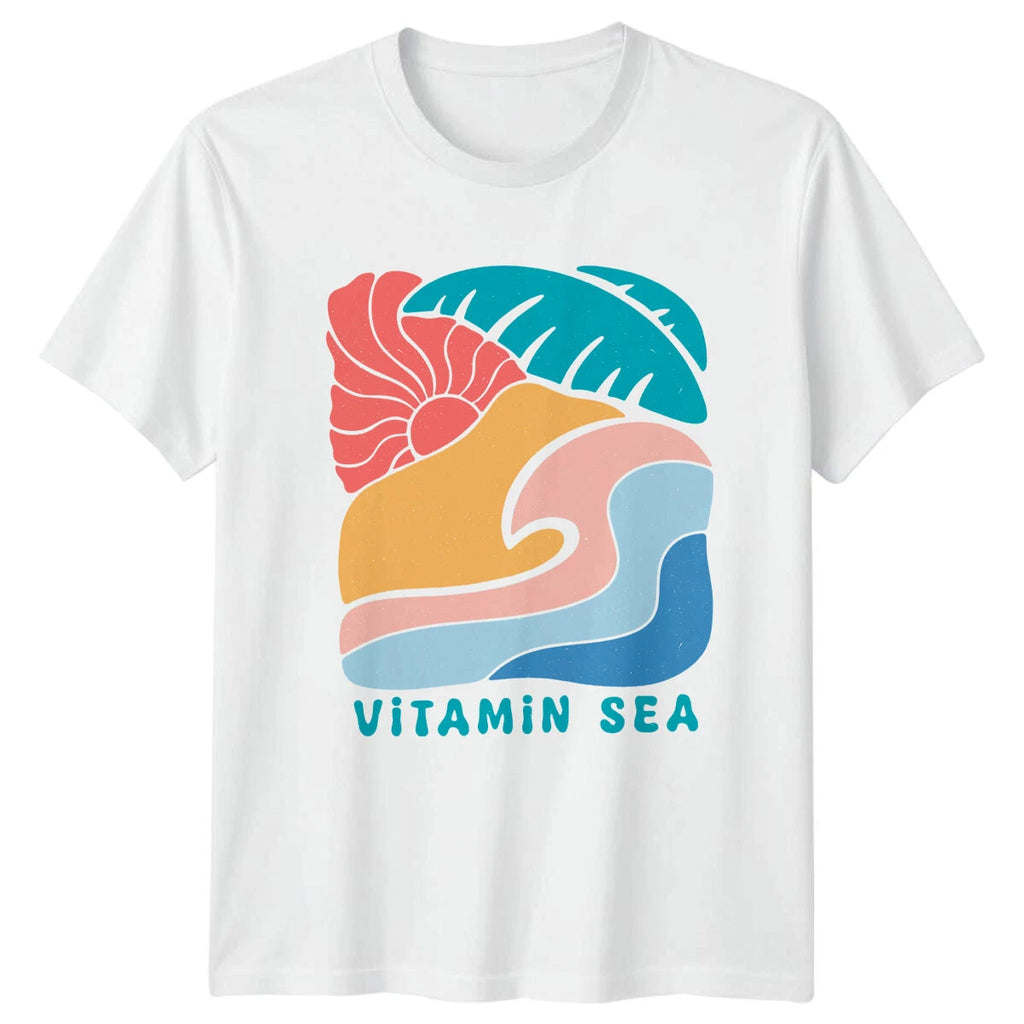 Vitamin Sea Boho Palm Wave Graphic Summer T-Shirt