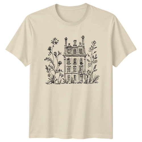 Aesthetic Parisian Townhouse And Botanical T-Shirt Sketch Art