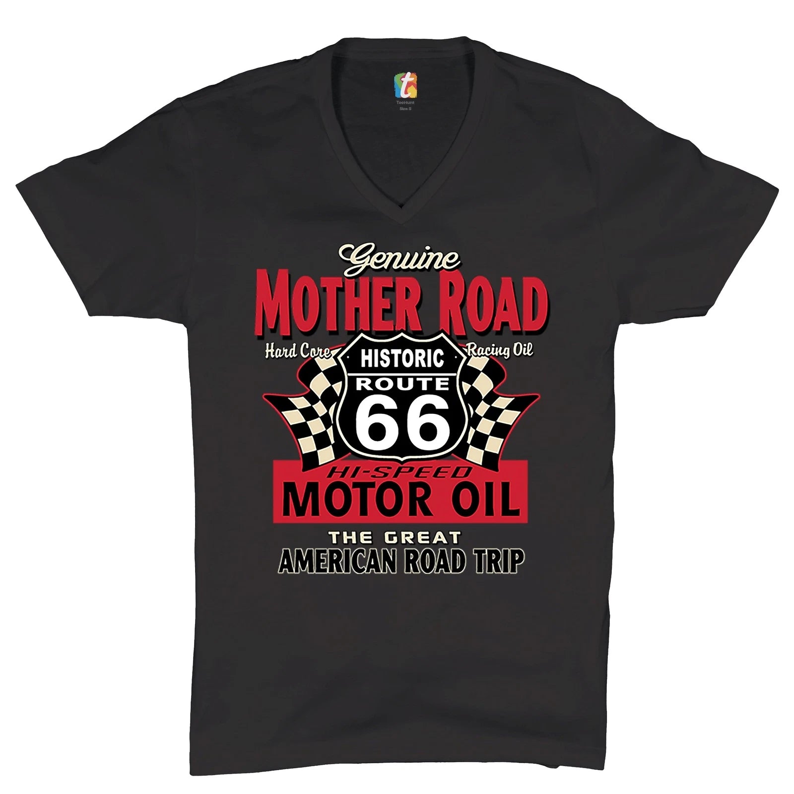 Genuine Mother Road Historic Route 66 V-Neck T-shirt American Road Trip Tee