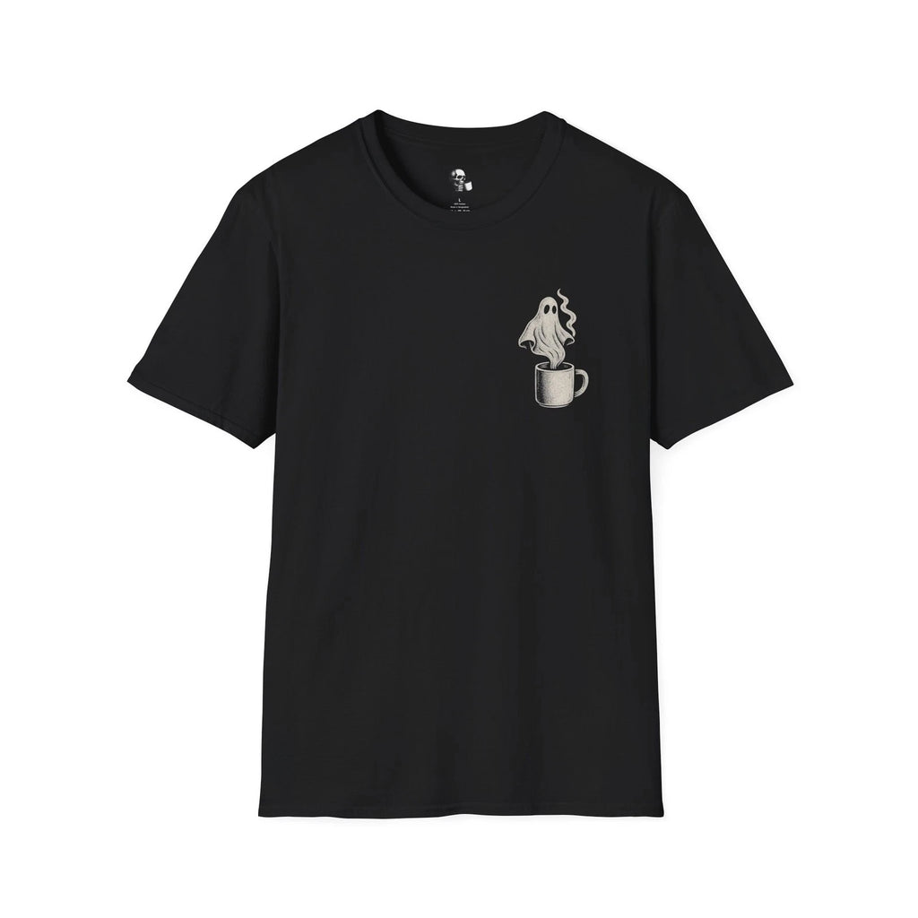 Ghostly Coffee Unisex T-Shirt - Spooky Vibe, Halloween, Gift for Ghost Lovers