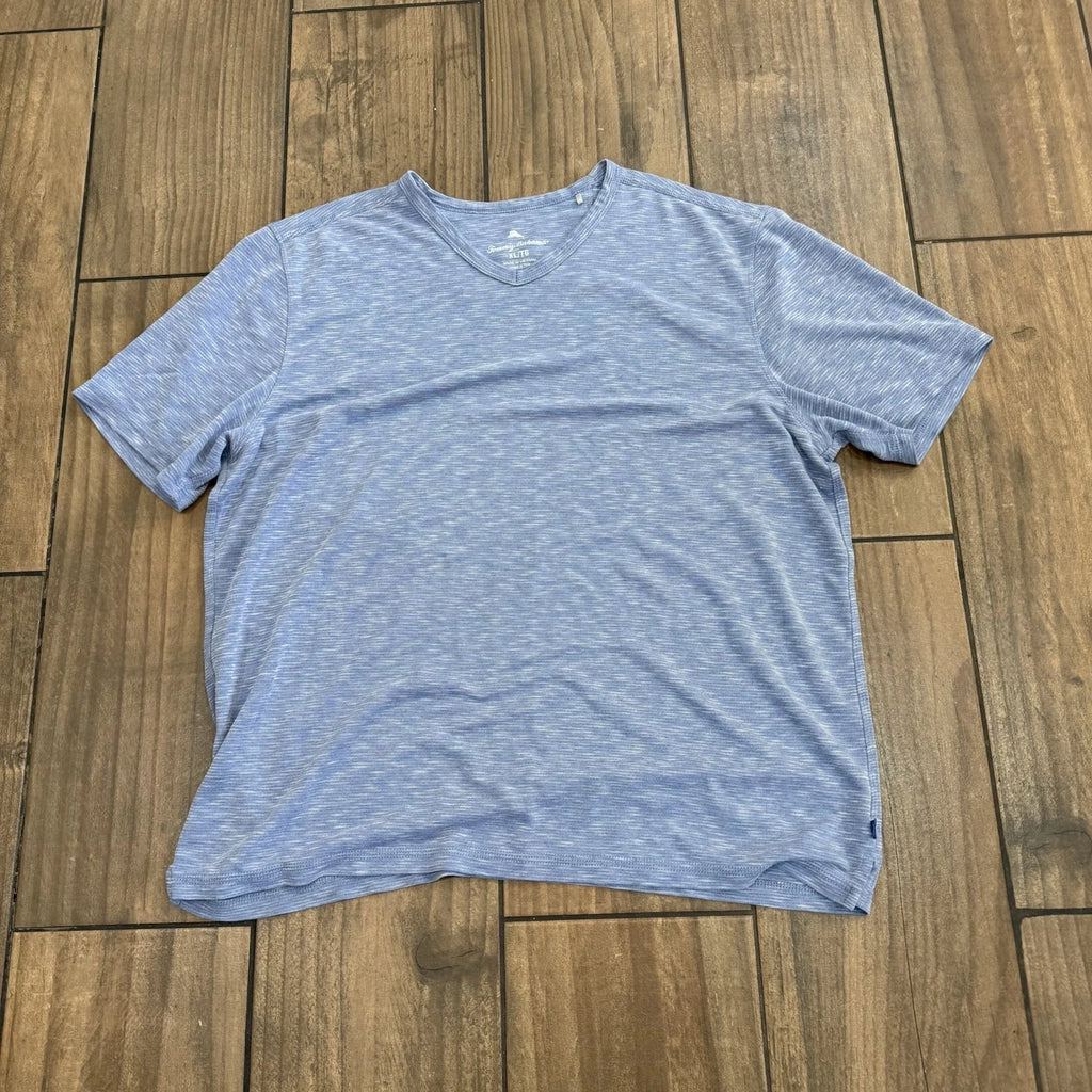 Tommy Bahama V Neck Tencel Blend  Short Sleeve T Shirt Men’s Sz XL Heather Blue