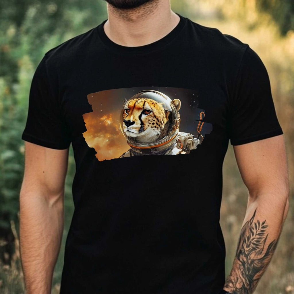 Mens Cheetah Astronaut Print Cotton T-Shirt Size XS to 5XL