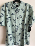 New RVCA Sport Designer Street Style Button Font Short Sleeve Shirt Size XL
