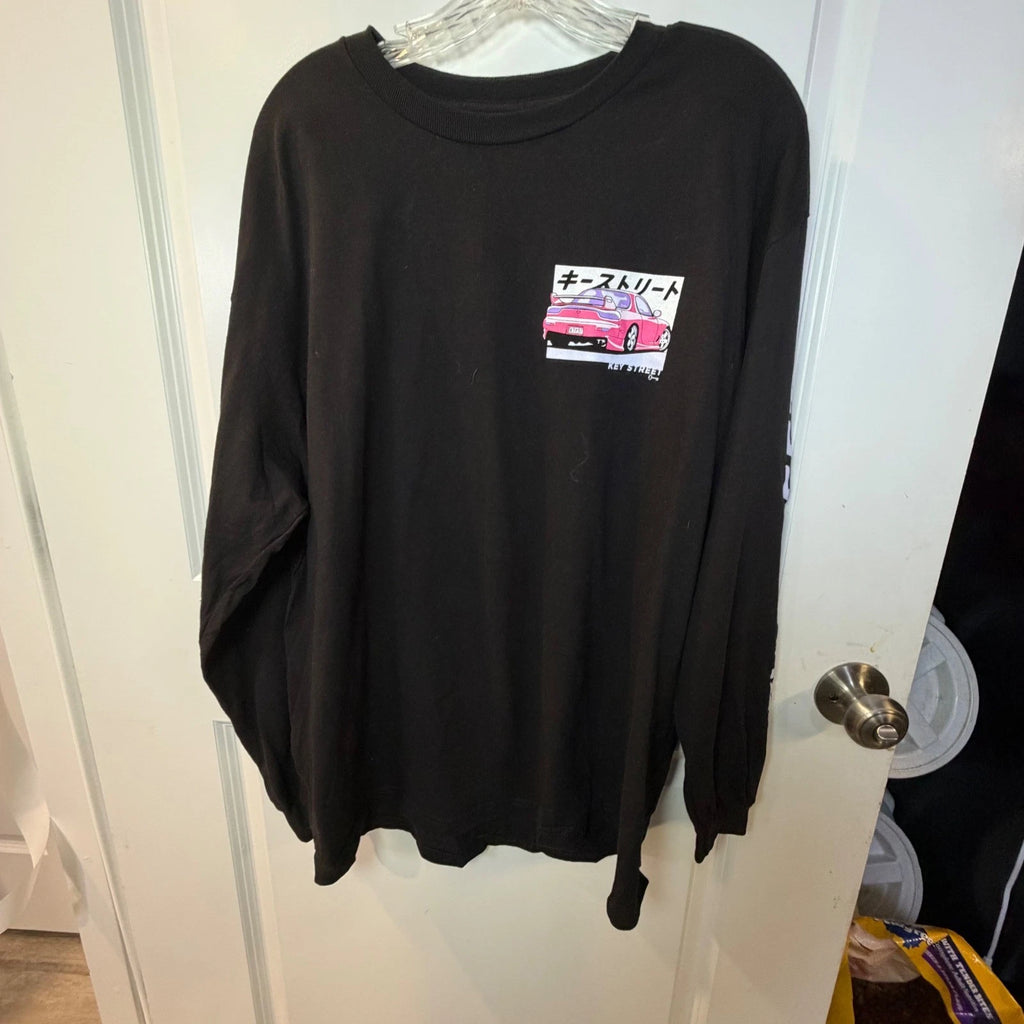Key Street Long Sleeve T-Shirt Black Pink JDM Car Graphic XL Cyberpunk