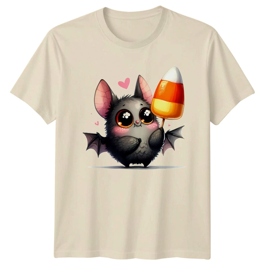 Cute Bat Candy Corn Halloween Mens Womens Graphic Tee