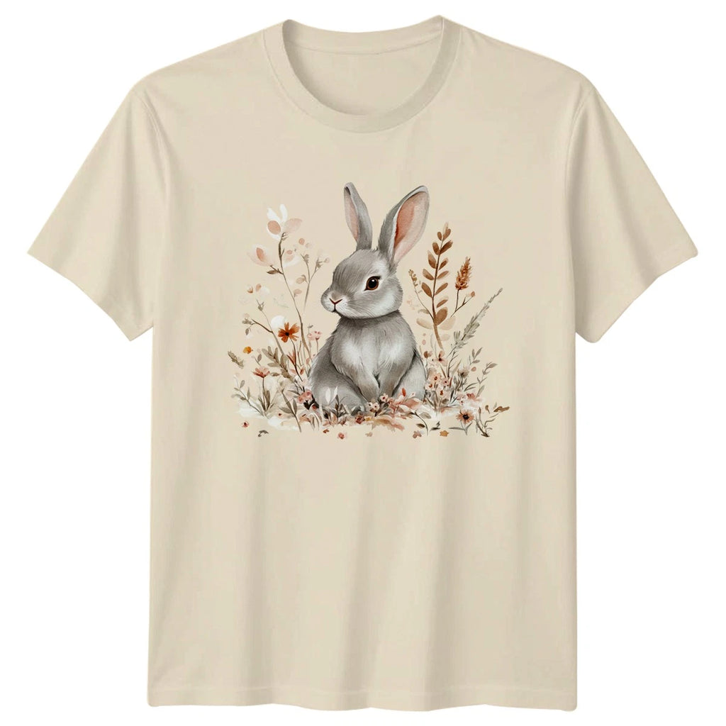Watercolor Woodland Rabbit Boho Floral T-Shirt Bunny Wildlife