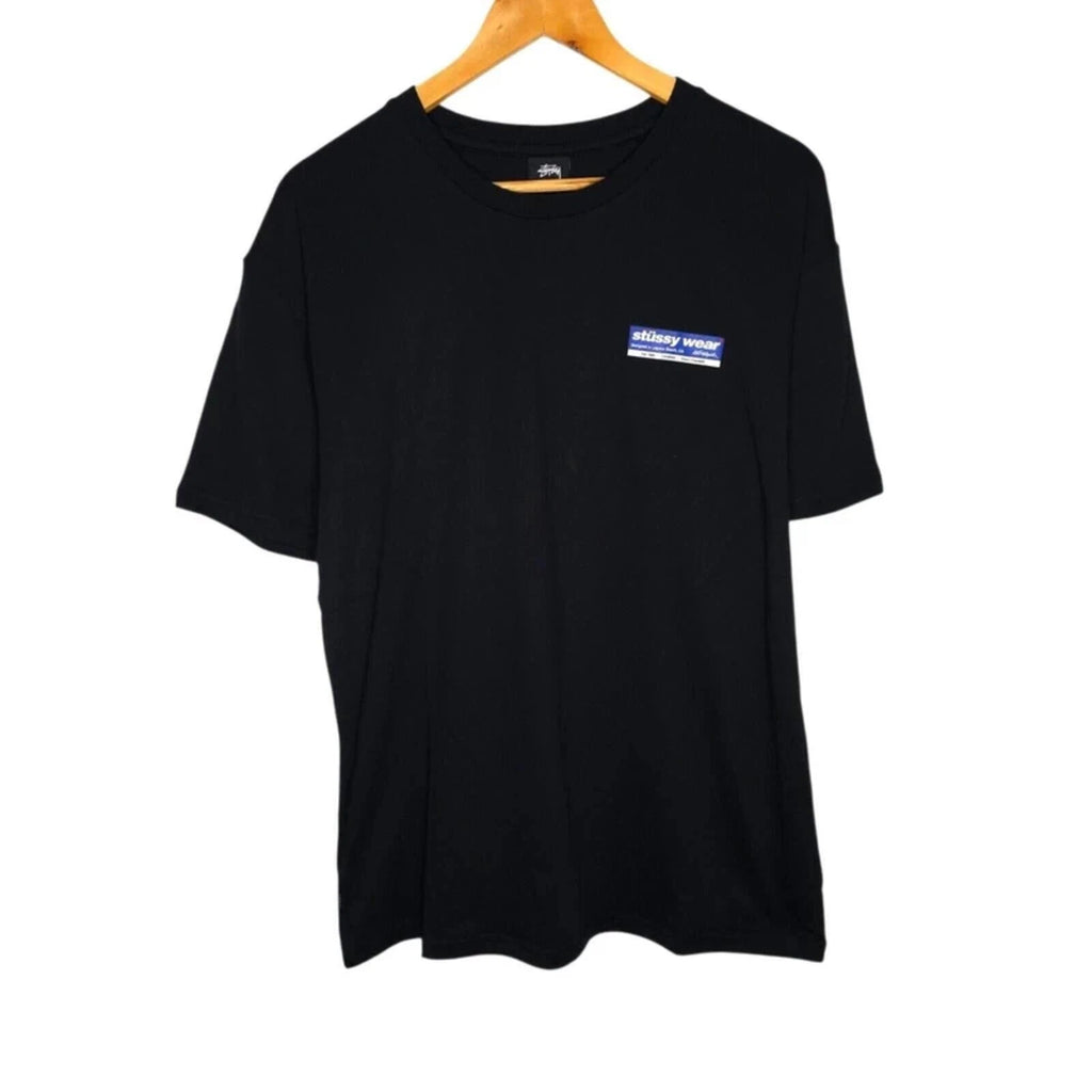 Stussy World Tour Men's S Black Streetwear Graphic Tee Vintage Aesthetic Y2K 90s