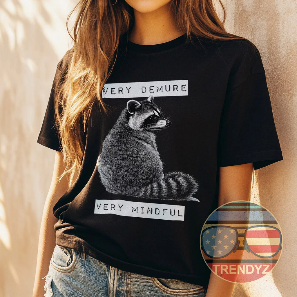 Very Demure Very Mindful Raccoon Meme Vintage Design Relax Unisex classic tee