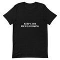 FUNNY KEEP CALM RICE is COOKING T-Shirt Black/WHITE Colour BRAND NEW UNISEX