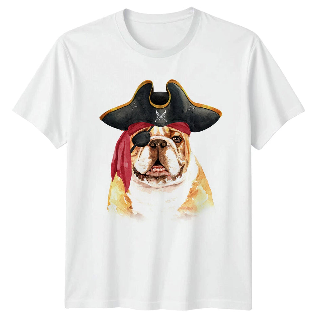 Pirate Bulldog Pet Dog Mens T-Shirt Cute Novelty Tee