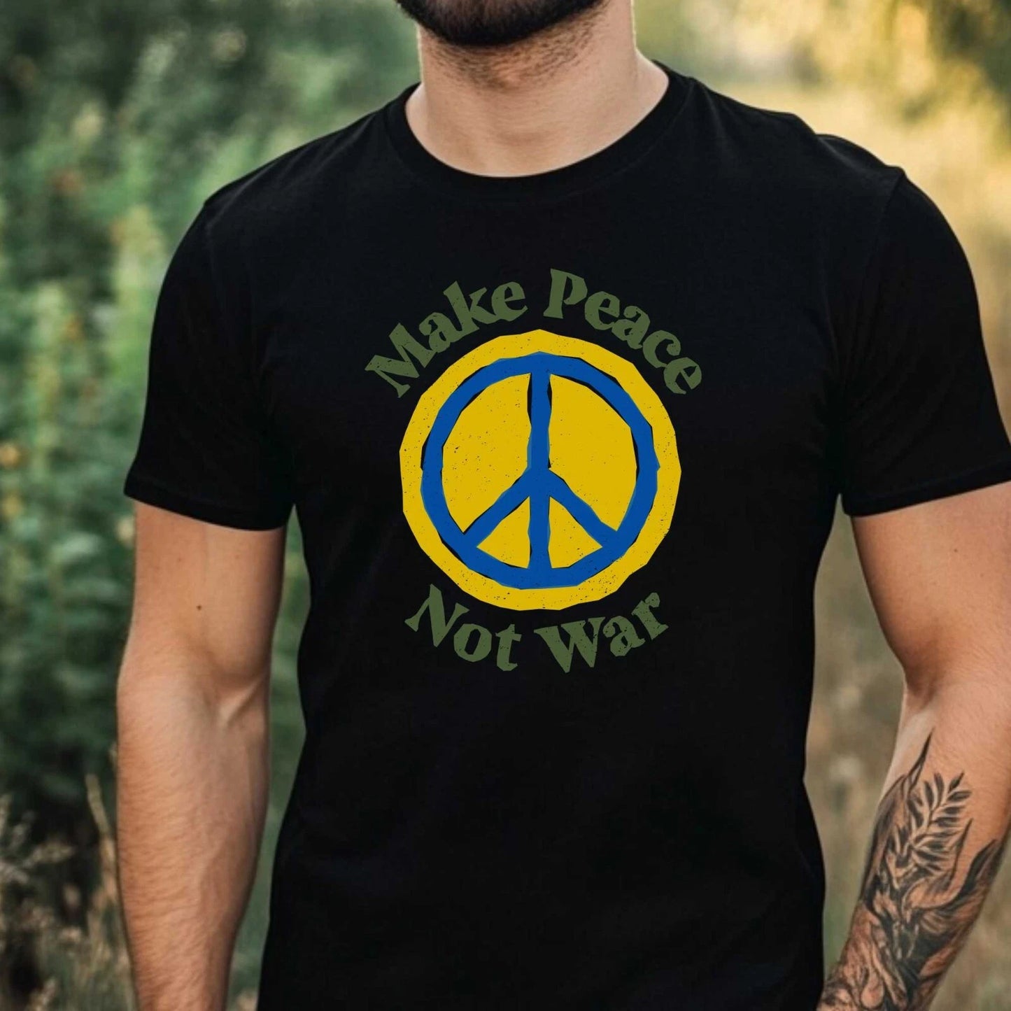 Mens Make Love Not War Motif Cotton T-Shirt Size XS to 5XL