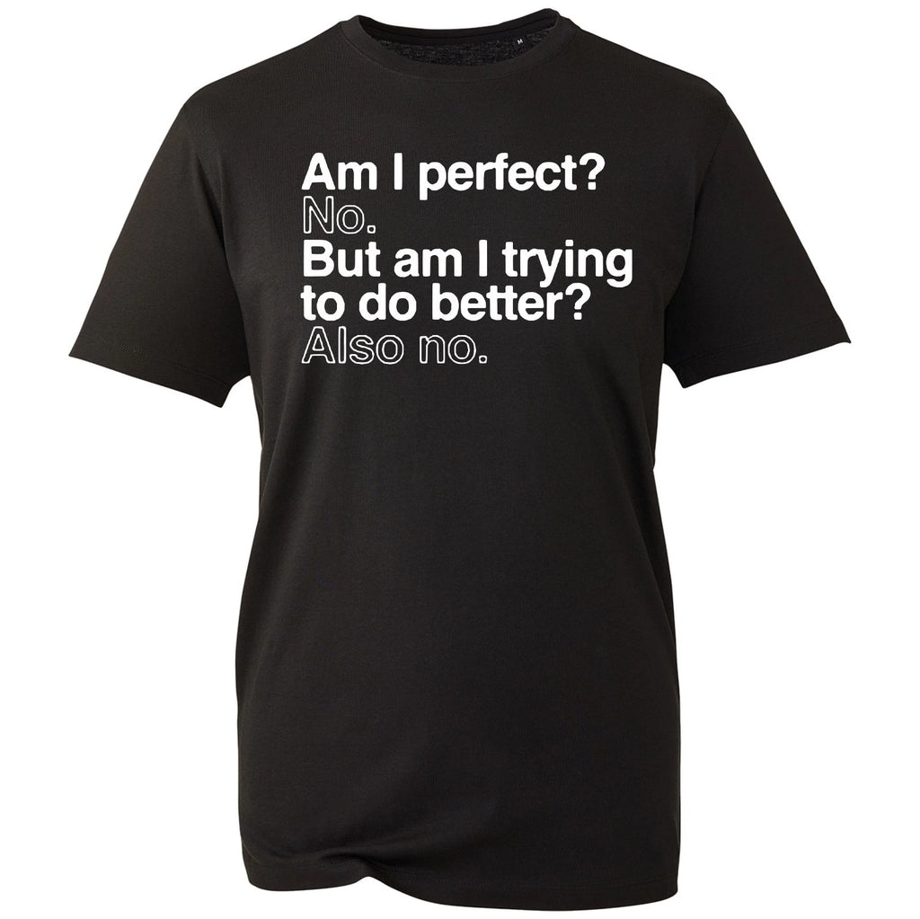 Funny Sarcastic T Shirt Mens Am I Perfect No Novelty Graphic Tee Joke Gift Black