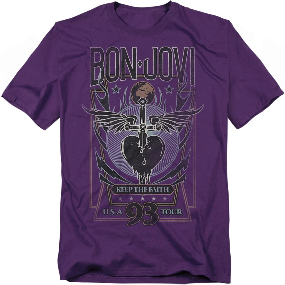 Bon Jovi Keep The Faith T-Shirt S-4XL, Purple