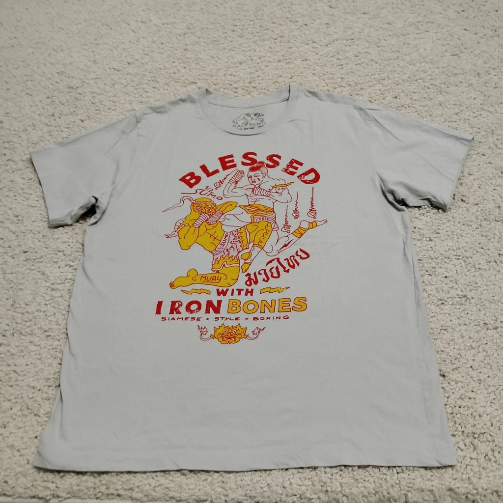 Half Sumo Shirt Mens Large Gray Designer Tee NY Limited Street Wrestle Fighting