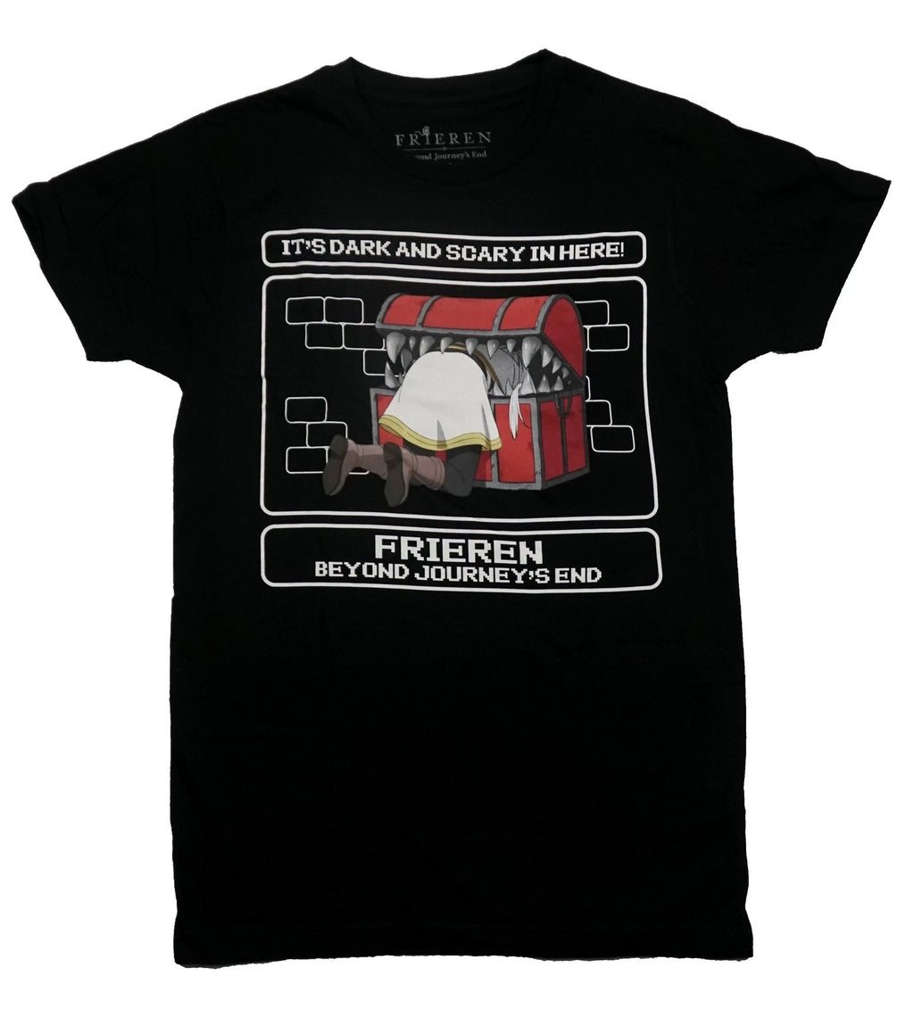 Frieren New Adult T-Shirt - Pixel Font It's Dark and Scary In Here! Mimic