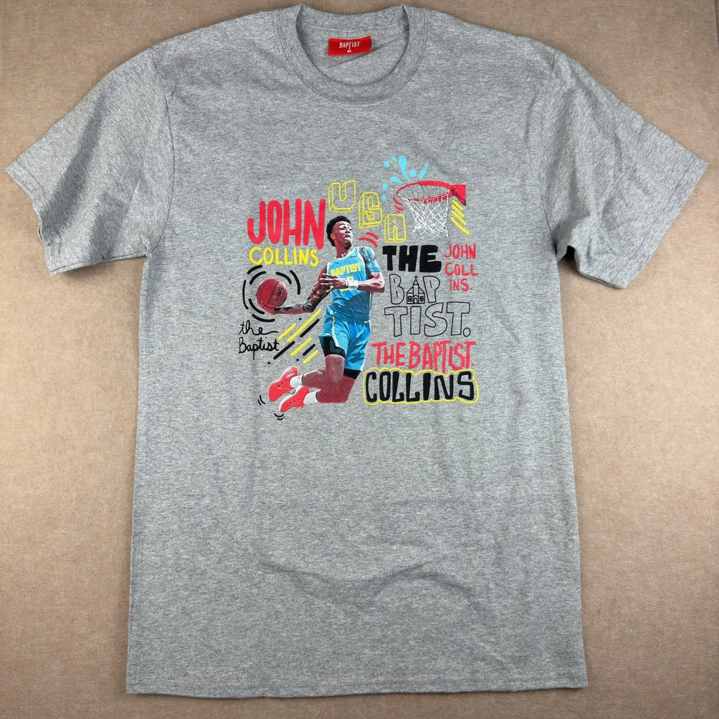 Baptist Shirt Men M Gray John Collins Graphic Tee The Baptist Basketball NBA