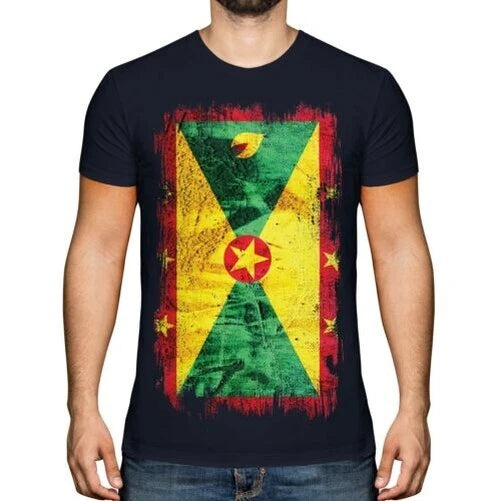 GRENADA GRUNGE FLAG MENS T-SHIRT TEE TOP GRENADIAN SHIRT FOOTBALL JERSEY GIFT
