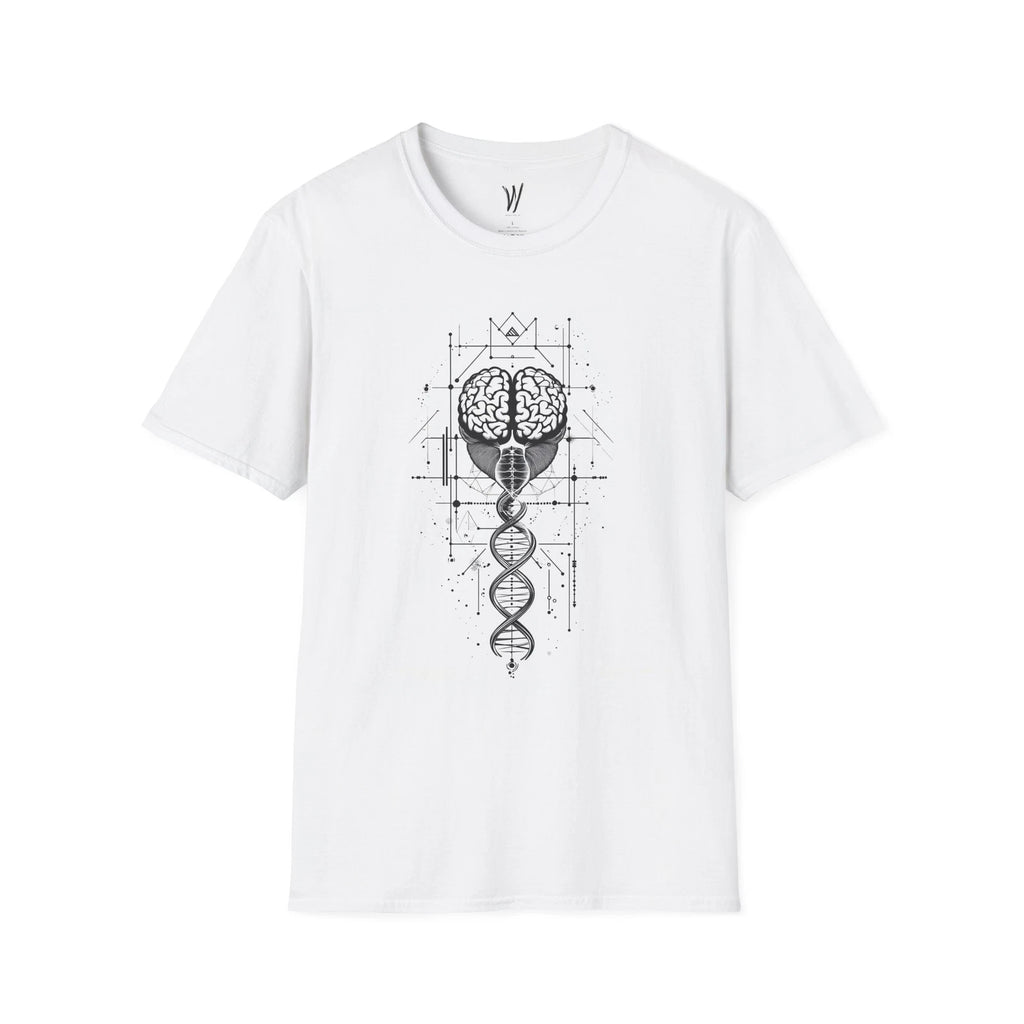 Geometric Brain DNA T-Shirt, Artistic Unisex Tee, Science Gift, Unique Design,