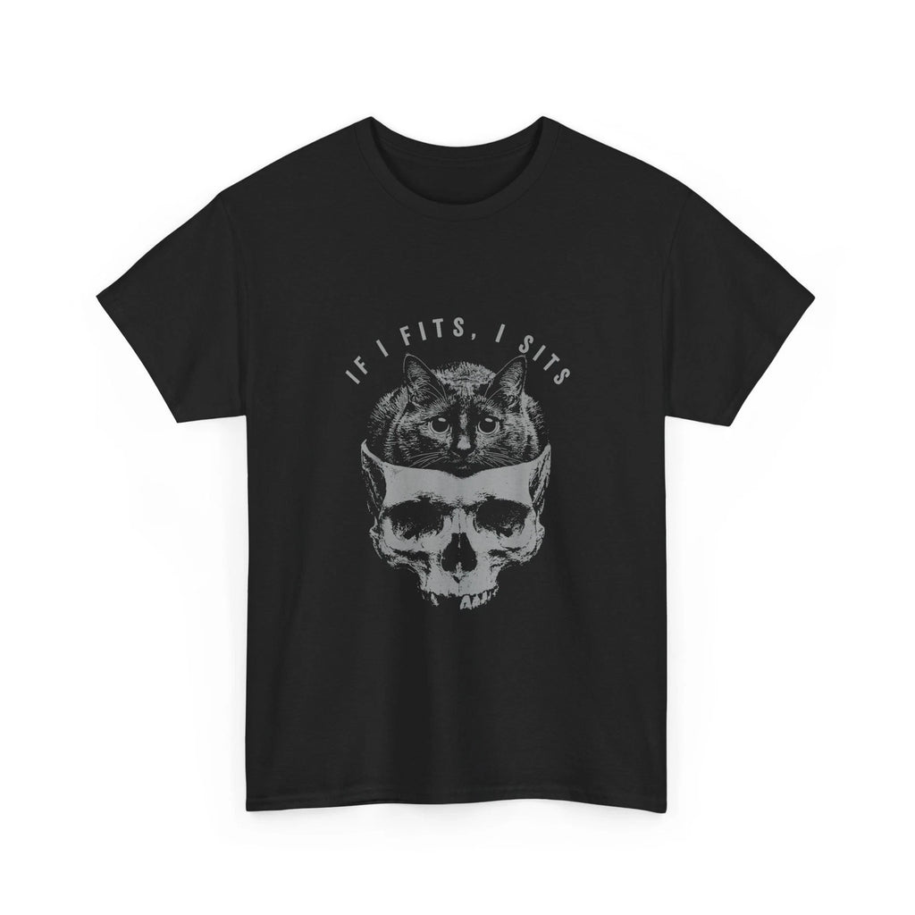 If I Fits I Sits Black Cat Skull Gothic Humor Women Men Shirt