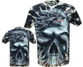 Mens Grim Reaper Skull Dragon Glow In Dark Tattoo Goth Tye Dye T-Shirt M - 3XL