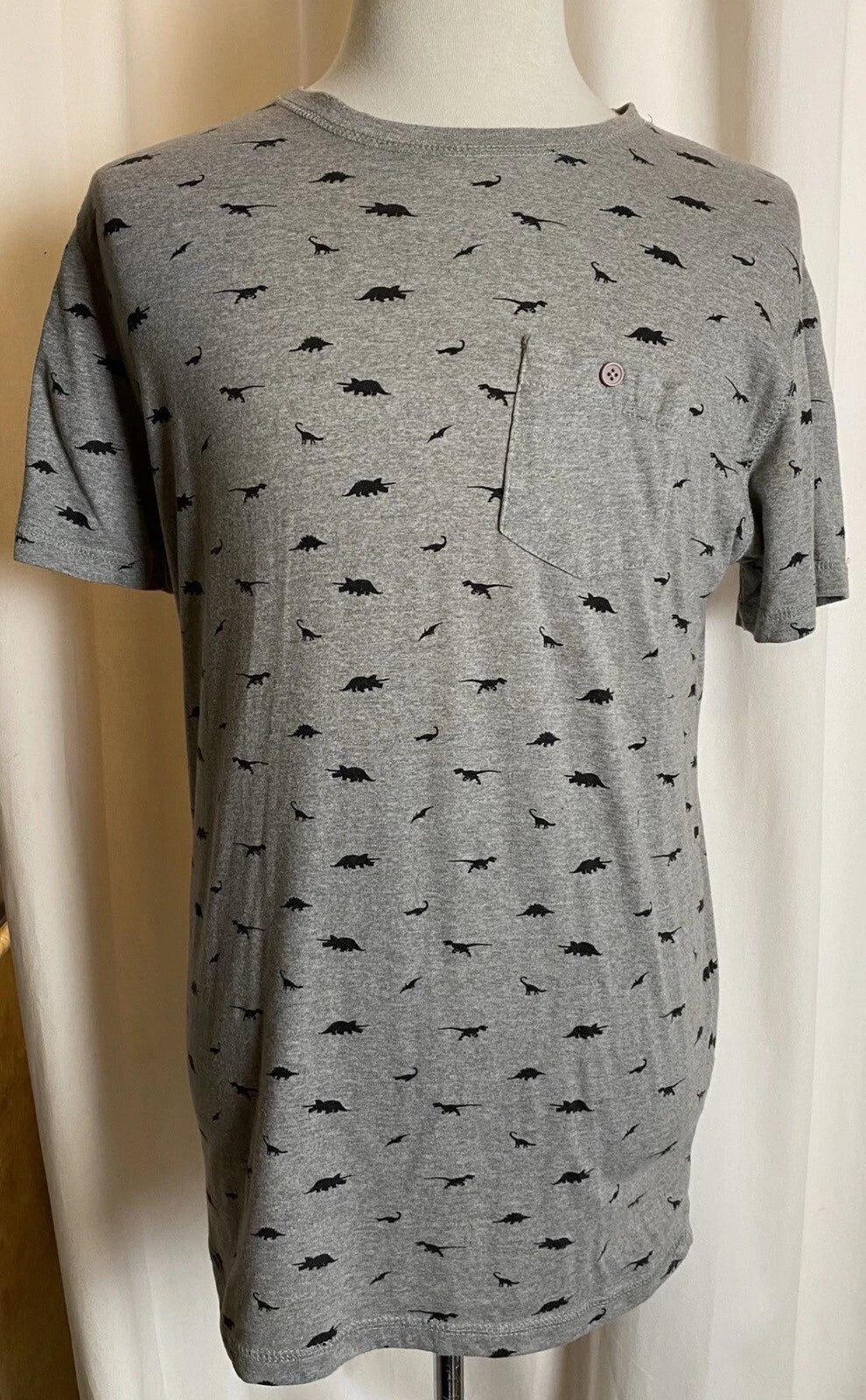 Creative Destruction Dinosaur Dino Gray Mens XL Short Sleeve Pocket T-Shirt