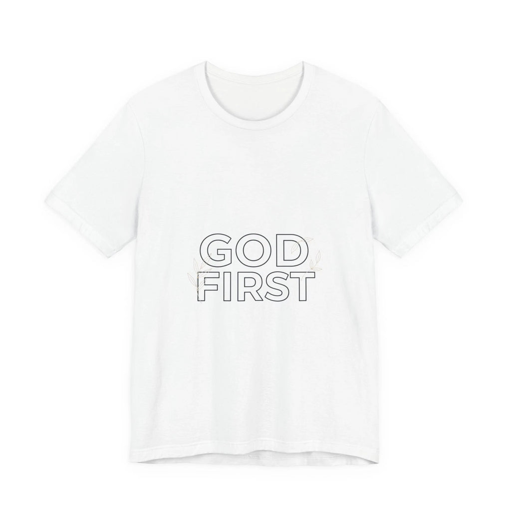 God First outline text tee | hollow font design, minimalist typography
