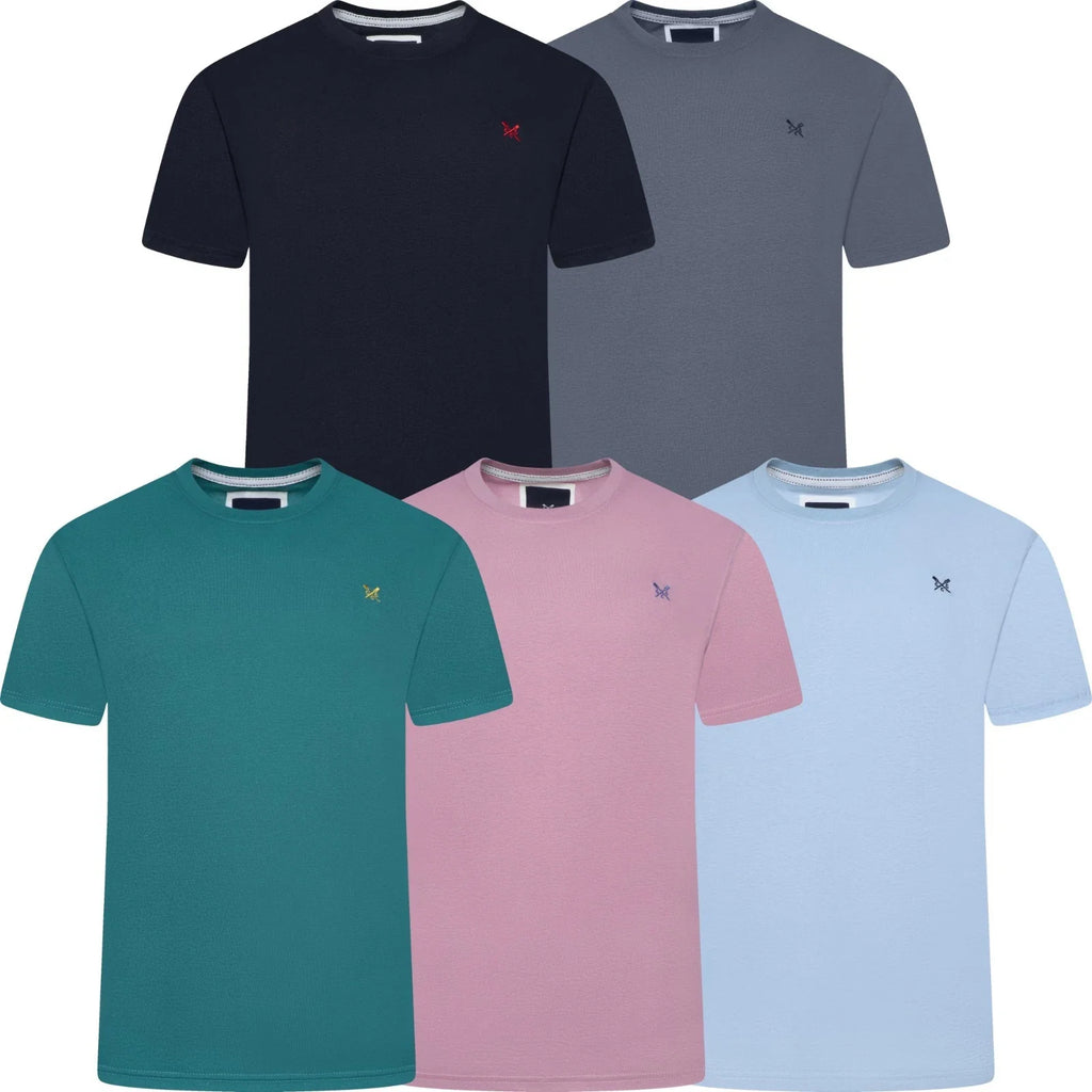 Mens Crew Clothing Co Cotton T-Shirt Short Sleeve Round Crew Neck Tee Top Lot