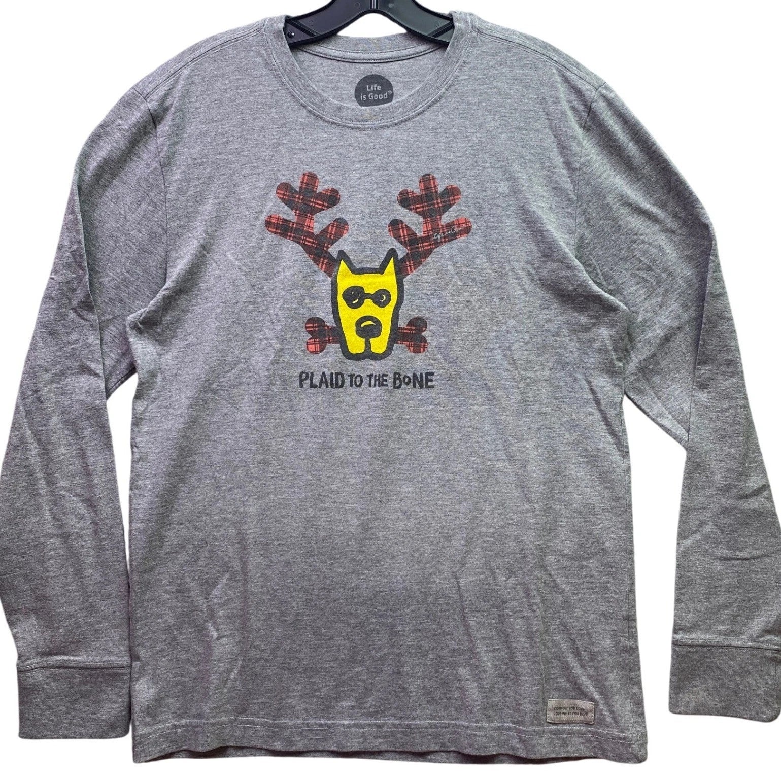 Life is Good Shirt Mens Small Christmas Funny Plaid Everyday Streetwear