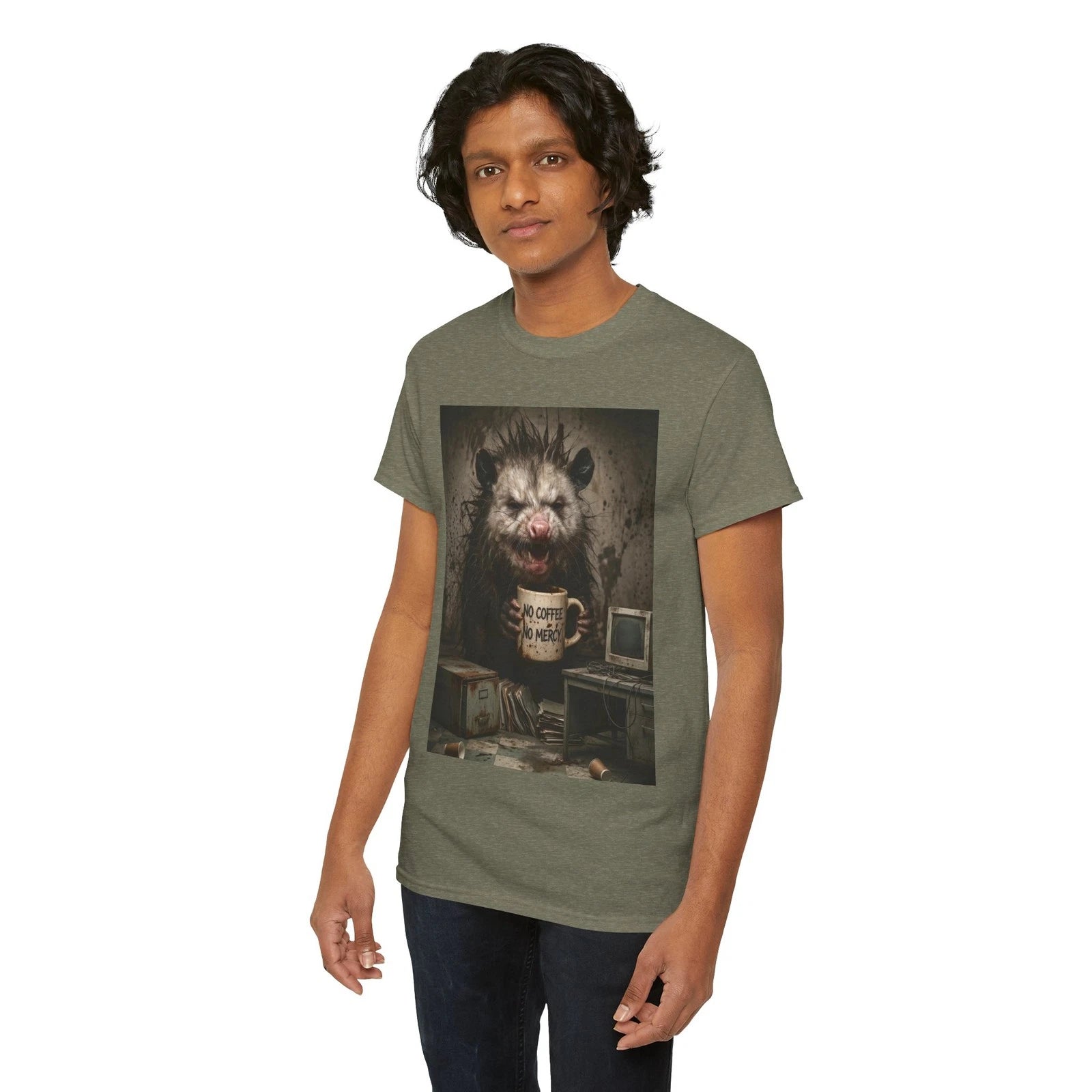 Feral Office Possum | No Coffee No Mercy | Heavy Cotton Unisex Tee