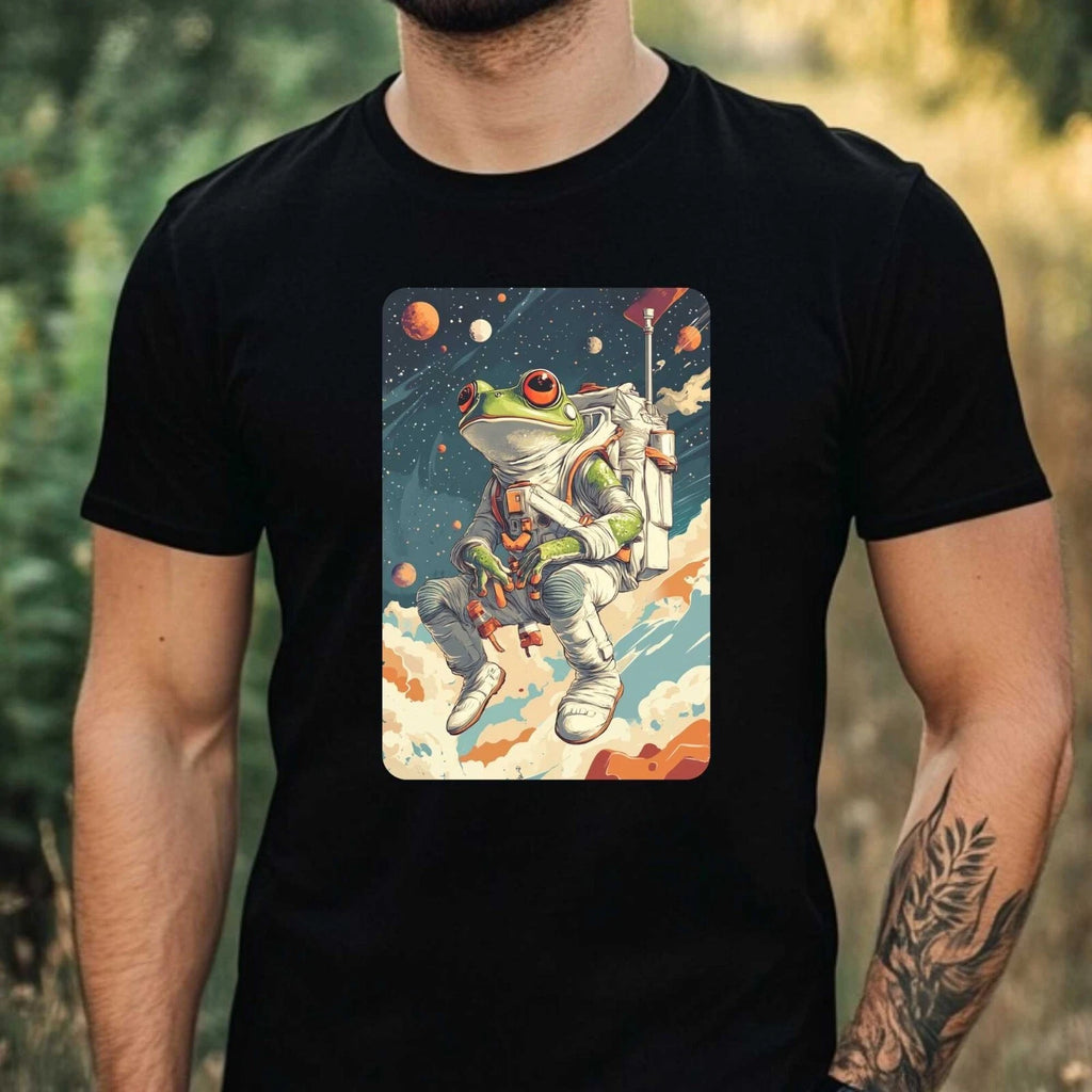 Mens Frog as Astronaut Print Cotton T-Shirt Size XS to 5XL