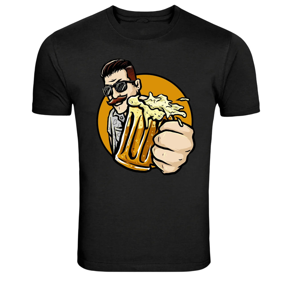 Beer Cheers Man With Mug Funny Drinking Graphic T-Shirt