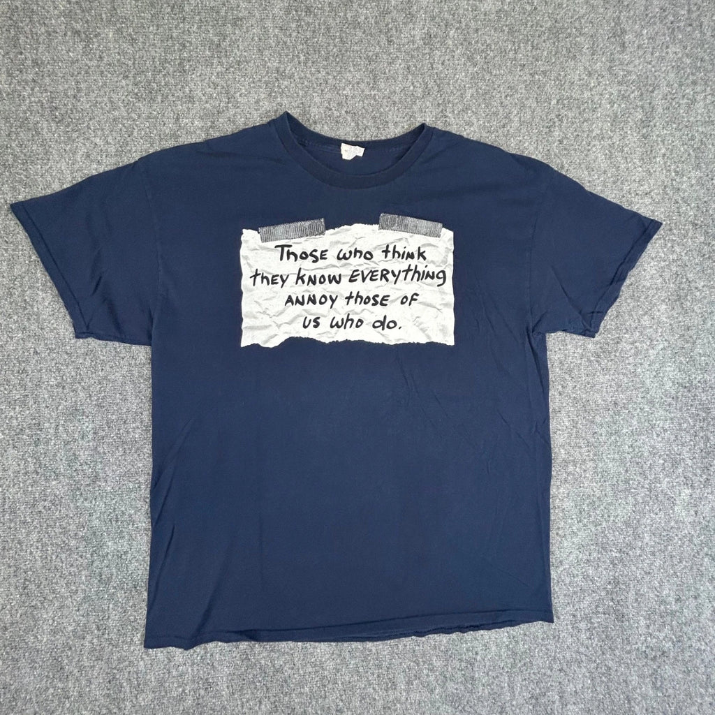Gildan Heavy Cotton Navy Blue Sarcastic Graphic T-Shirt Know Everything XL