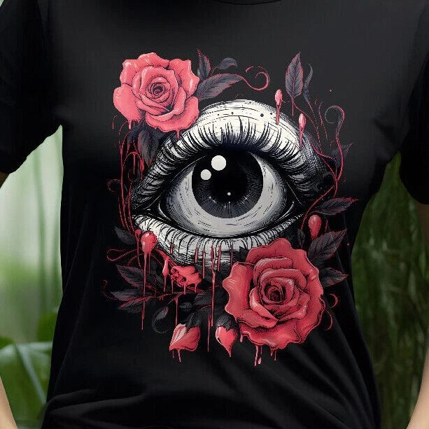 Gothic Eyeball and Blood Roses Goth Dark Academia Unisex T-Shirt