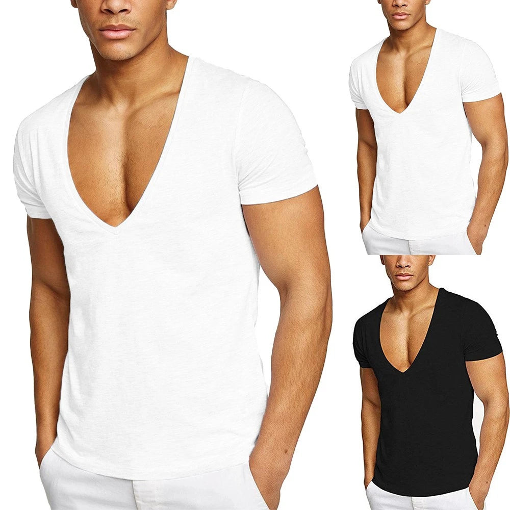 T-Shirt V-neck Summer Tee Shirt Athletics Breathable Clothing Fashionable