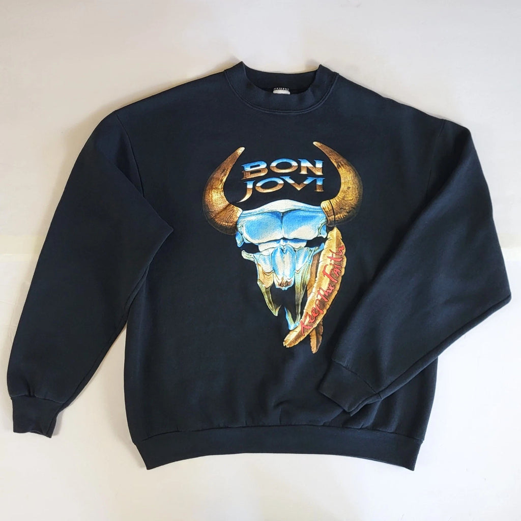 Vintage Bon Jovi Keep the Faith 1993 Tour XL Sweatshirt Black Concert Retro