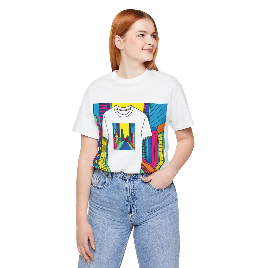 Vibrant Cityscape Street Art Retro T-Shirt