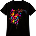 Music Note T Shirt Colorful Treble Clef Splash Art DJ Festival Graphic Tee