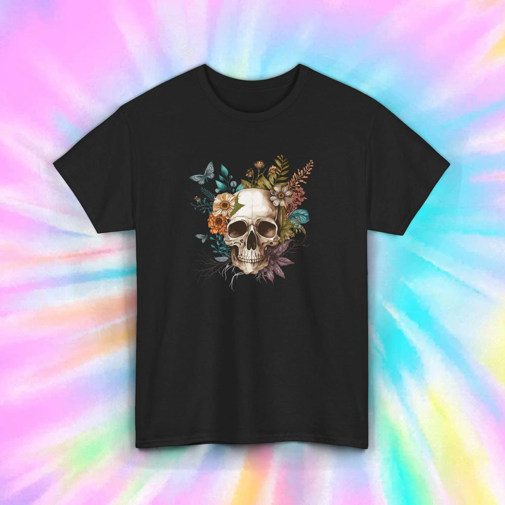 Skull Flowers Butterfly Gothic Aesthetic Boho Graphic Tee Shirt S-5XL