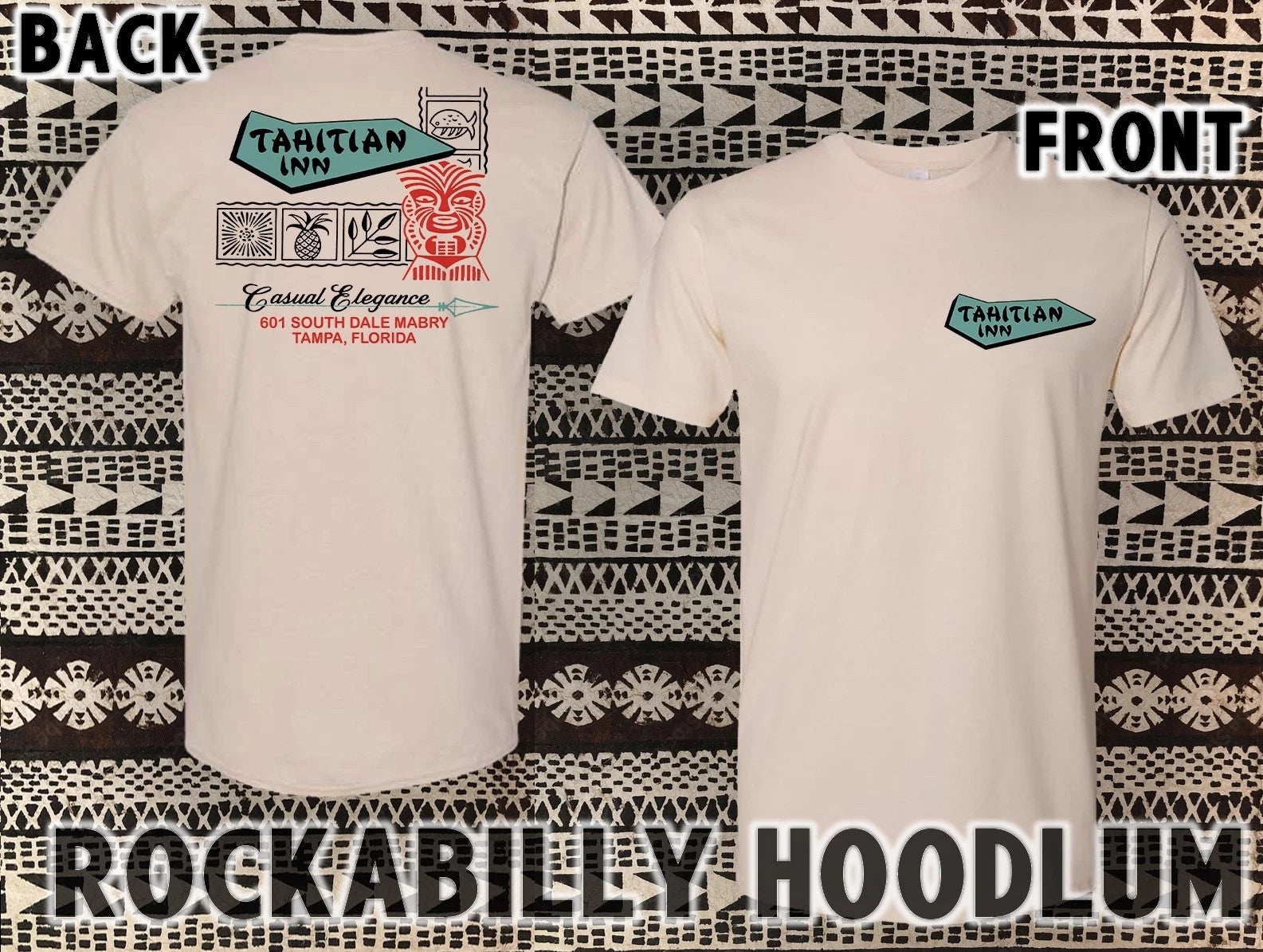 Retro Tiki Art Tee T Shirt Mug Restaurant Bar Lounge The Tahitian Inn Tampa FL