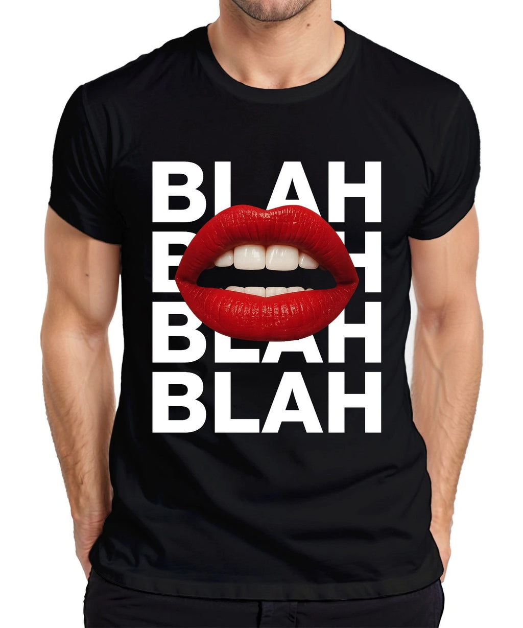BLAH BLAH BLAH Red Lips Lipstick Pop Art Cheeky Sarcastic Mens T-Shirt