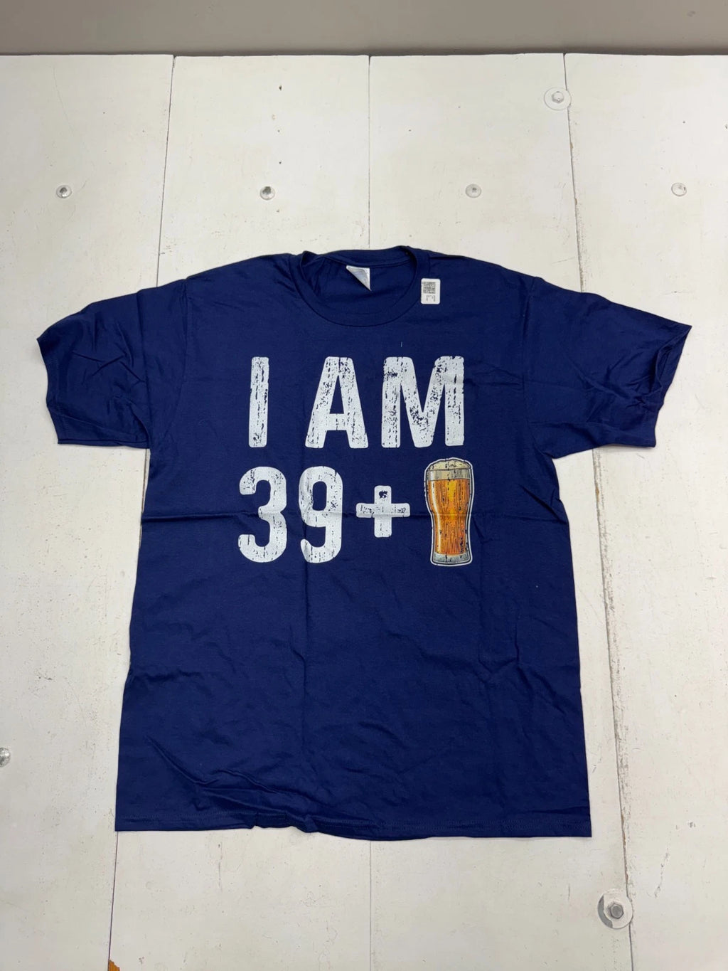 Port & Company Blue I Am 39 + Beer Short Sleeve T Shirt Mens Size Large