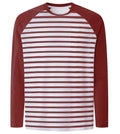 Mens Long Sleeve Raglan T-Shirt FTLO Baseball Stripped Tee Fashion Crew Neck Top