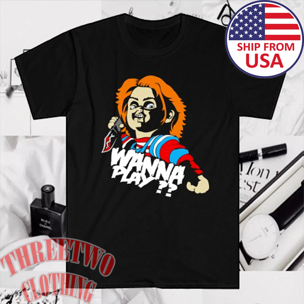 Chucky Wanna Play Horror Movie Men's Black Size S to 5XL