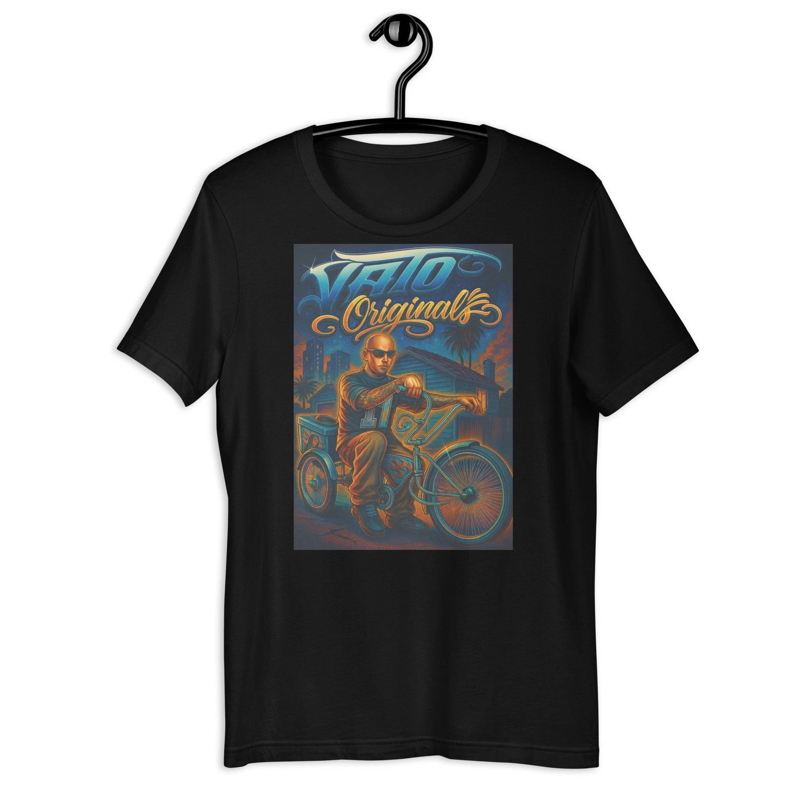 Chicano Lowrider Homie Bicycle Vato Originals Graphic T-Shirt Street Tee