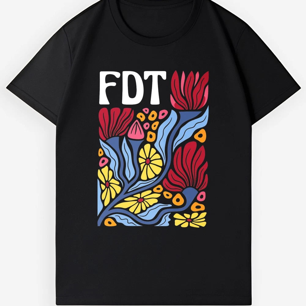 Boho Floral Art T-Shirt | Colorful Botanical Graphic Tee for Casual Summer Wear