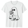 Cute Ghost With Flowers T-Shirt Spooky Cute Halloween Halloween Gift