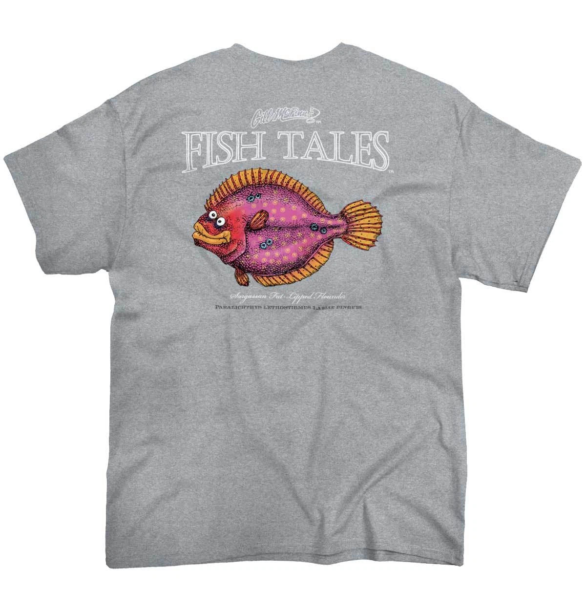 Gill McFinns Fishing Gift Cartoon Fisherman Womens or Mens Crewneck T Shirt Tee