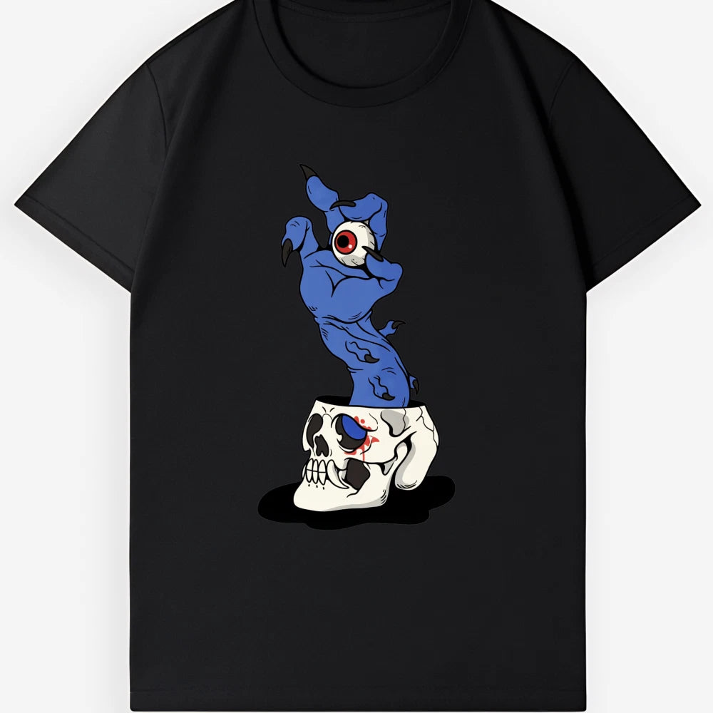 Gothic Horror Graphic Tee | Eyeball Skeleton Hand Print Unisex Top
